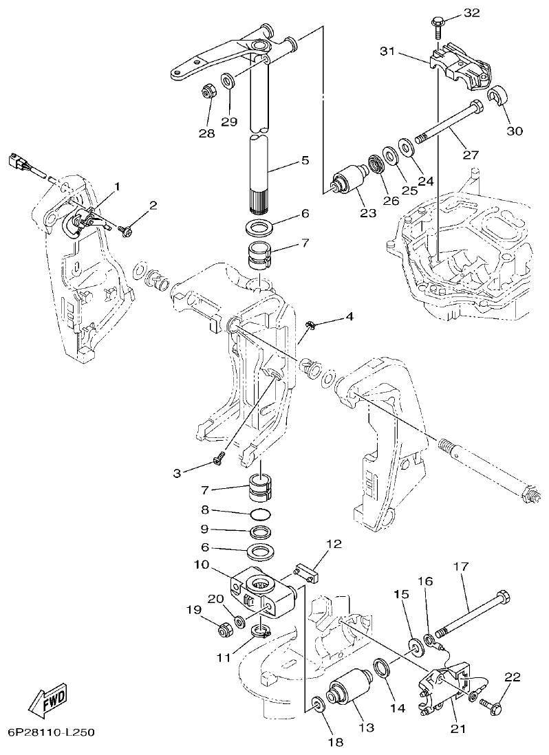 Yamaha F250HET, FL250HET BRACKET 2 parts diagram